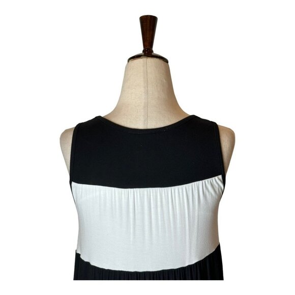 Soma Black And White Striped Sleeveless Scoop Neck Jersey Knit Maxi Dress S - Picture 5 of 10